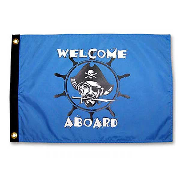 12in x 18in Welcome Aboard (blue) Flag