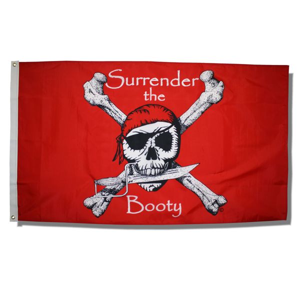 3ft x 5ft Surrender the Booty Flag - Red